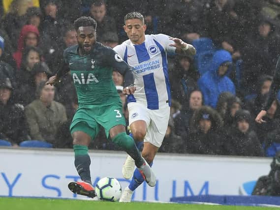 Danny Rose under pressure from Anthony Knockaert on Saturday. Picture by PW Sporting Photography
