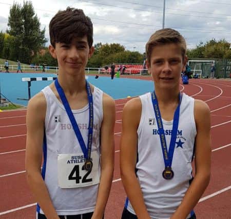 Hari Brogan and Callum Palmer, who won gold and bronze medals in the under-15 boys' pentathlon