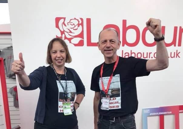 Carol Hayton and David Hide, Horsham Labour Party members at their party's annual conference in Liverpool