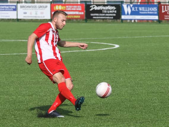 Rob Clark opened the scoring for Steyning Town as they picked up local bragging rights against Billingshurst with a 2-0 home win at the weekend. Picture by Derek Martin.