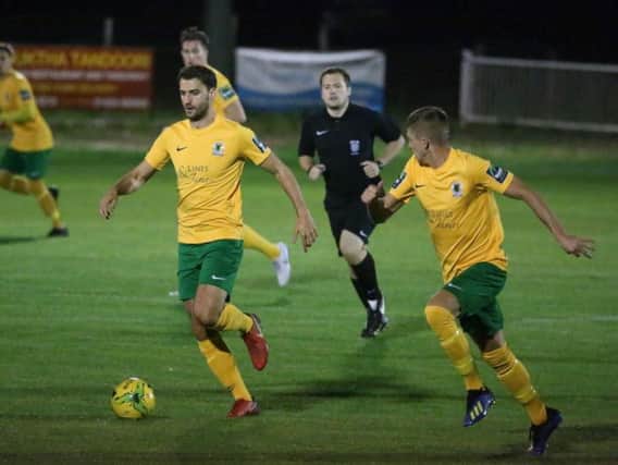 Horsham's Jack Brivio in action at Hastings United. Picture by John Line