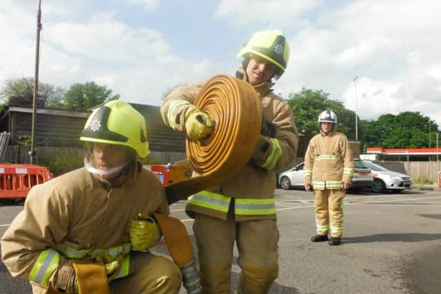 Newly recruited firefighters training Picture by West Sussex Fire and Rescue service