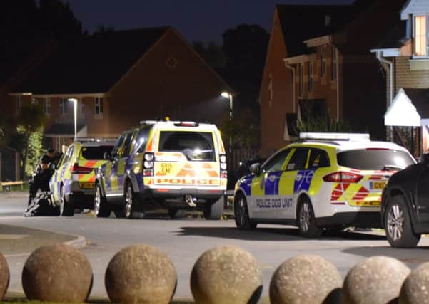 Police and the helicopter were searching for four men in Hailsham last night. Picture: Dan Jessup