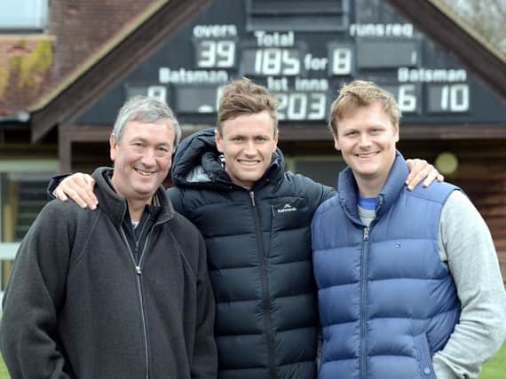 Nick Gubbins, centre, with dad Richard and brother Will at Stirlands earlier this year / Picture by Kate Shemilt