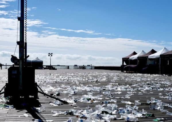 Plastic pollution was the topic of much debate earlier this month when a large amount of plastic was left on Hastings Pier after a music event. Picture: Josh Speer