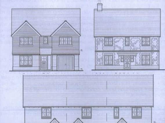 Examples of four bed and two bed terrace house types from the planning application