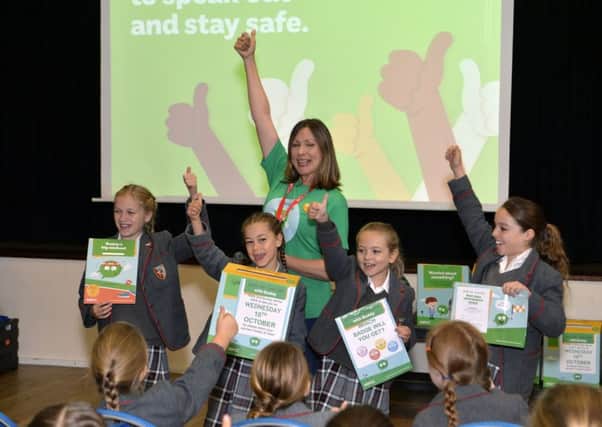 NSPCC and students at Moira House School in Eastbourne  (Photo by Jon Rigby)