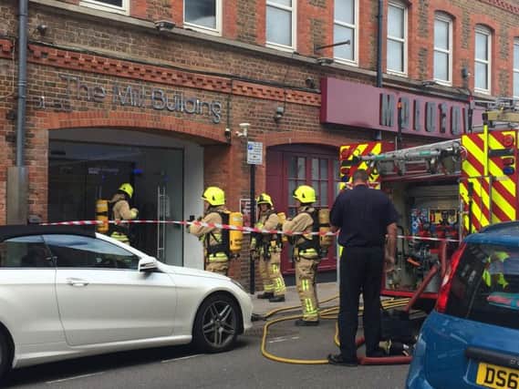 Fire crews outside The Mill Building in Chatsworth Road, Worthing