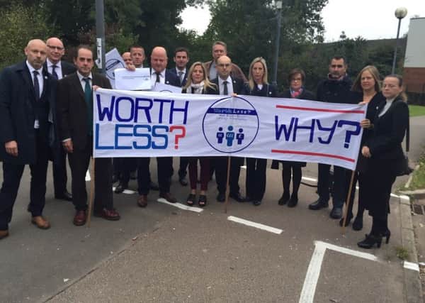 Headteachers from acros West Sussex before travelling to London to take part in a march on Downing Street