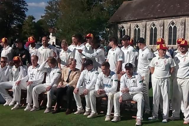 The Duke of Richmond, front centre, tries to assemble the troops for a joint team picture