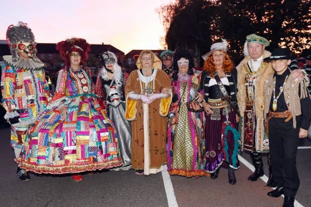 Members of the Phoenix Bonfire Society in colourful costumes on Saturday. Picture: Liz Pearce