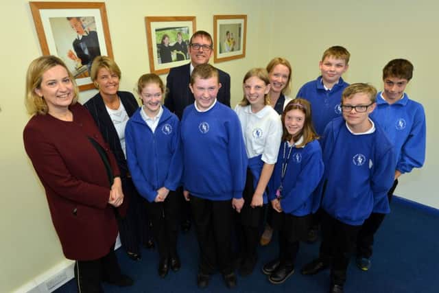 Amber Rudd MP visits Saxon Mount School. SUS-180210-105510001