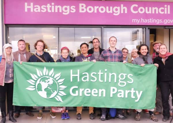 Green Party members before Hastings Borough Council Cabinet meeting on Monday night