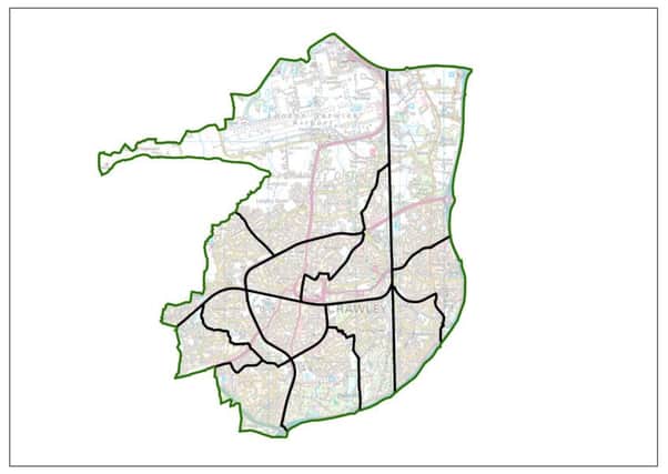 Map of the new Crawley ward boundaries