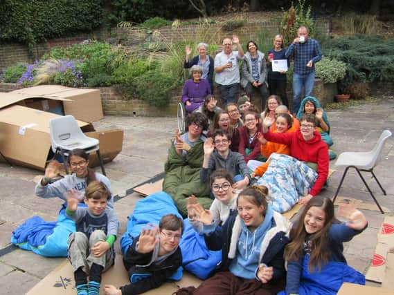 The group of young parishioners who took part in the Big Sleepout
