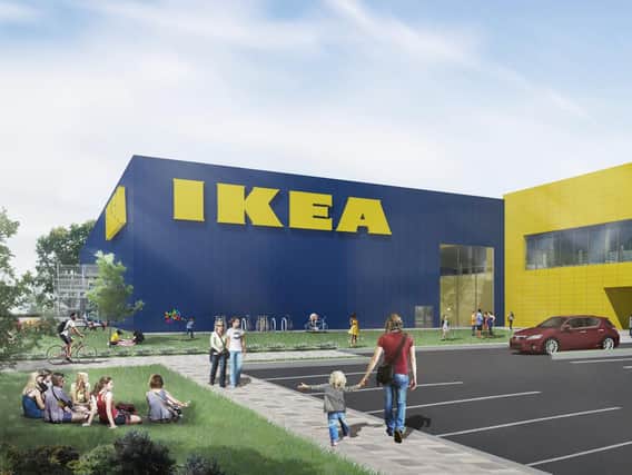 An artists's impression of the proposed IKEA in Lancing