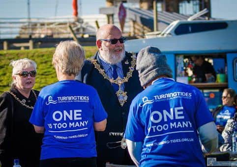 Worthing mayor and mayoress Paul and Sandra Baker chatting with participants before officially starting Go the Distance. Picture: Happy Tails Photography