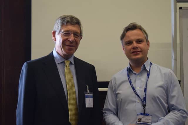 Dr Paul Siklos (left) with Collyers Dr Rob Hussey. Picture: Lucy Beak, Collyers Student Photographer SUS-180310-131610001
