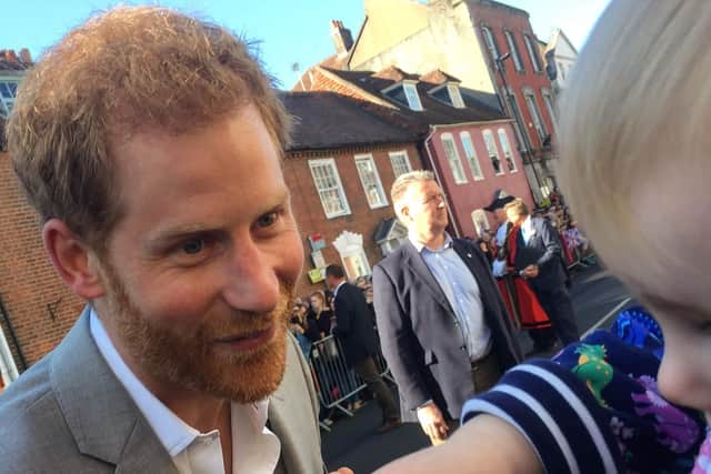One-year-old Edith met Prince Harry this morning. Picture contributed