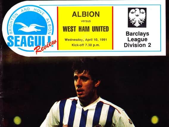 The front cover of the programme when Albion played West Ham in 1991