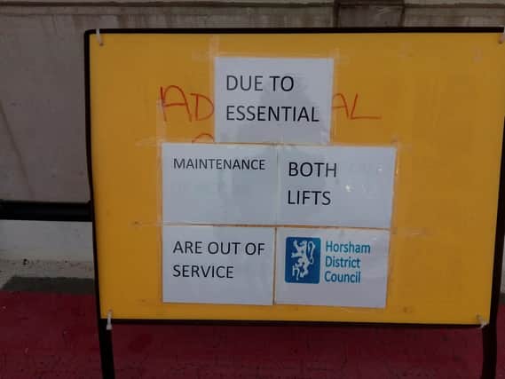 The lifts in the Forum car park are shut for 'essential maintenance'.