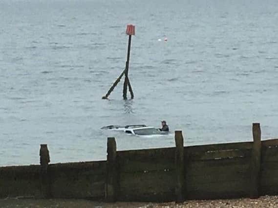 An RNLI Selsey ILB was launched at around 10.46am to a vehicle in sea. Picture courtesy of RNLI Selsey lifeboat