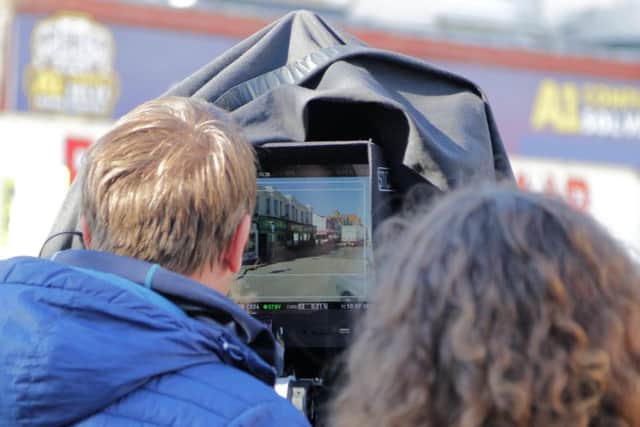 Filming at the top of London Road. Picture by Neil Cooper