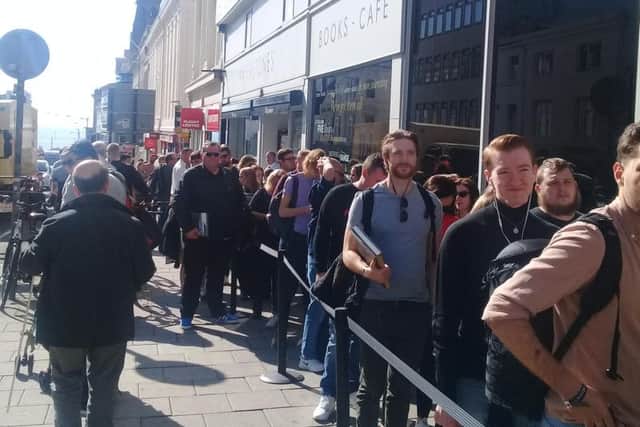 People queued outside Waterstones to meet Sir David Attenborough in Brighton