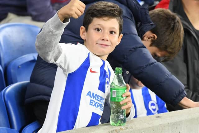 A young fan at the Amex last night. Picture by PW Sporting Photography