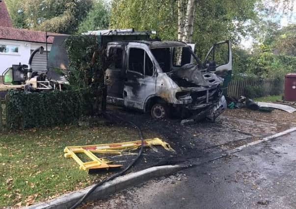 Burnt out van in Ifold. Photo by Billingshurst Fire Service