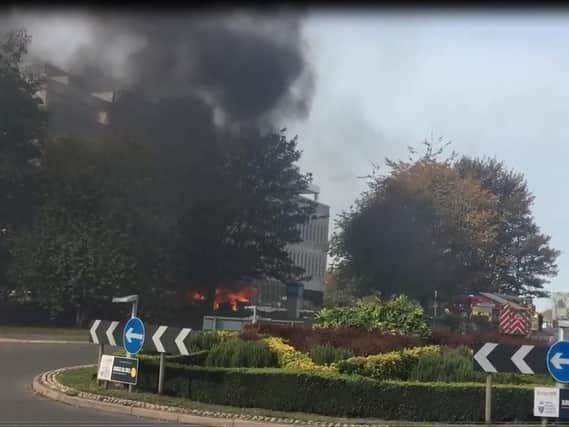 The fire service at the scene in Burgess Hill on Sunday (October 7)