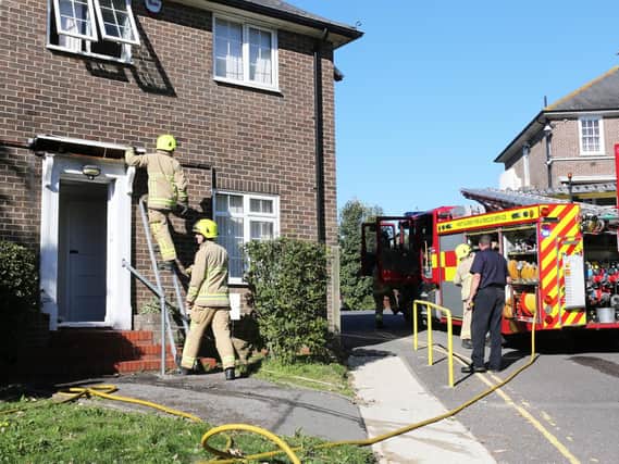 Fire crews tackling a fire at Swandean Hospital, Worthing