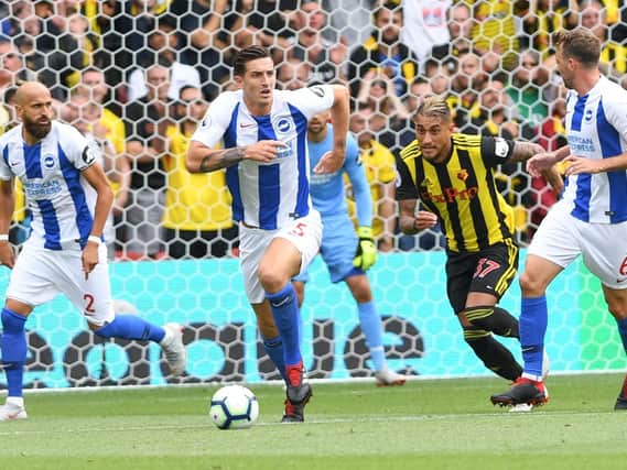 Lewis Dunk in action for Albion at Watford this season. Picture by PW Sporting Photography
