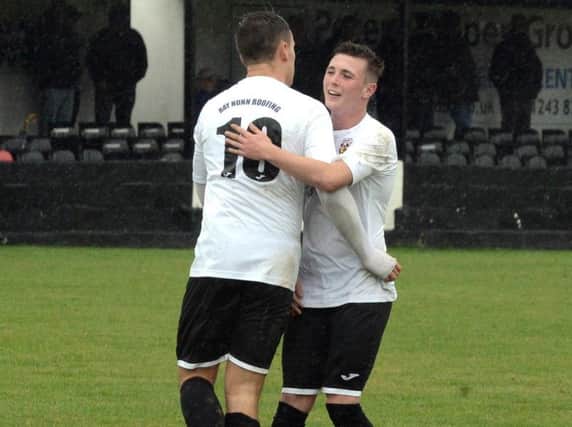 Pagham celebrate one of their six against Langney - then they went one better against Lancing / Picture by Kate Shemilt