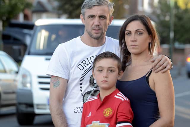 Mum and dad, Robyn and Marc with their nine-year-old son Bradley-Joe