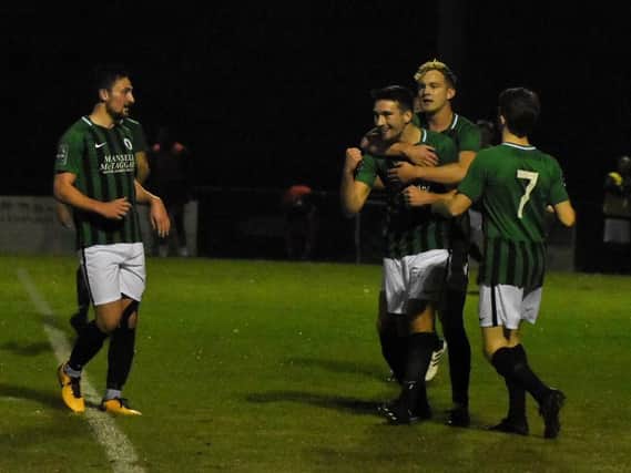 Henry Watson celebrates his goal. Picture by Chris Neal