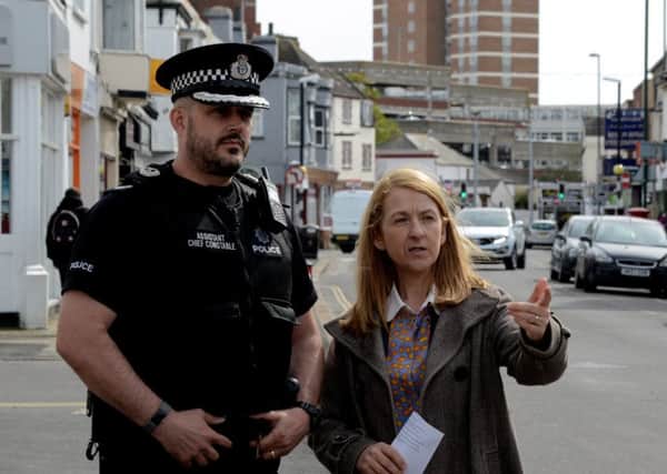 Katy Bourne with Assistant Chief Constable Laurence Taylor