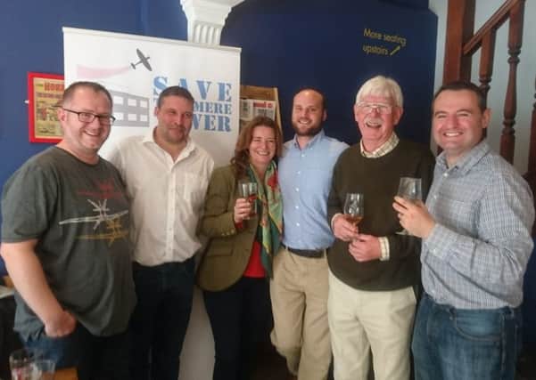 The launch of the Tangmere Tower Ale, Saturday October 13. Left to right,  Neil Thomas, director of Tangmere Tower CIC, Mark James, Gillian Keegan MP, lead campaigner Matt Gover-Wren, Dudley Hooley, director of Tangmere Military Aviation Museum, Daire Casey TTCIC director.