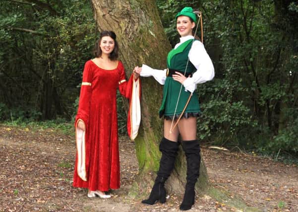 Maid Marian (Sophie Davies) and Robin Hood (Ellen Hinton)