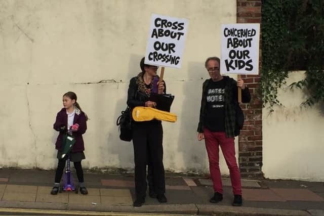 Parents campaigning outside Stanford Infants and Junior schools to get a new lollipop lady