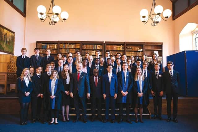 The president of Ghana with Lancing College pupils SUS-181110-171308001