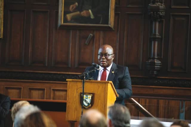 The president of Ghana addressing pupils at Lancing College SUS-181110-171318001