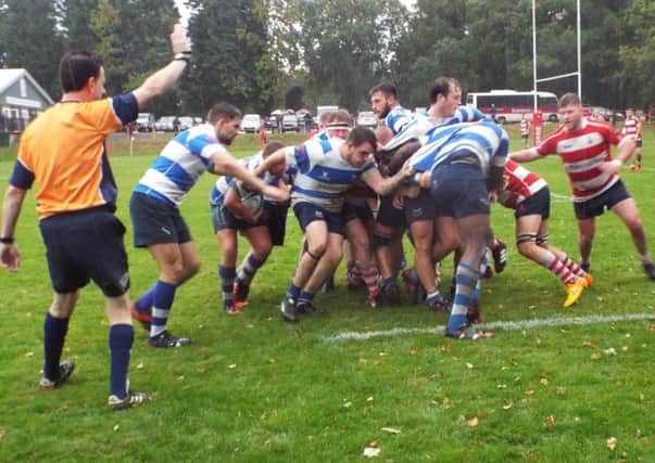 Hastings & Bexhill Rugby Club driving forward against Crowborough. Picture courtesy Peter Knight