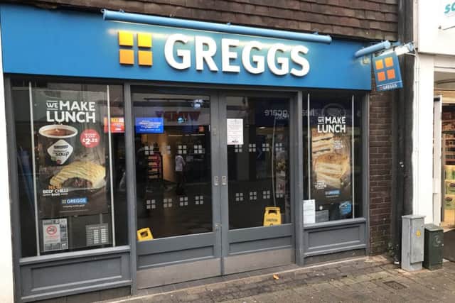Signs went up in Greggs explaining it had closed due to 'Water supply cut'