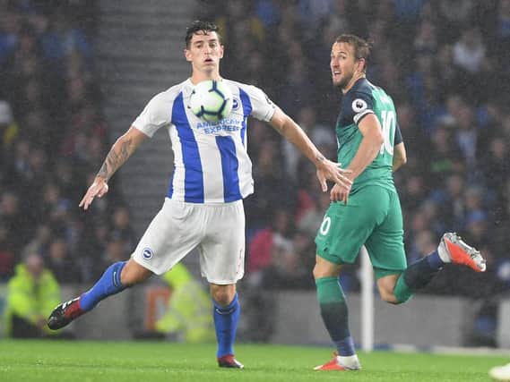 Lewis Dunk in action for Albion against Tottenham this season. Picture by PW Sporting Photography