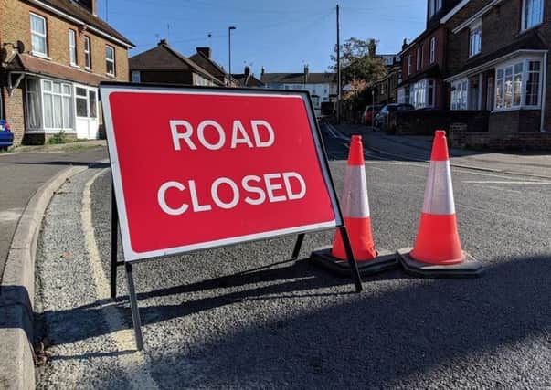 The emergency road closure in Cyprus Road, Burgess Hill. Picture: Burgess Hill Town Council