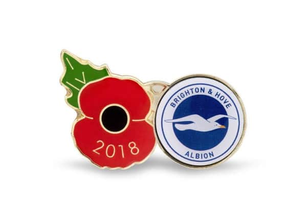 Brighton & Hove Albion poppy pin, in partnership with the Royal British Legion