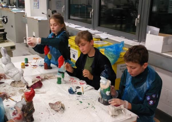 The scouts during their gnome painting session