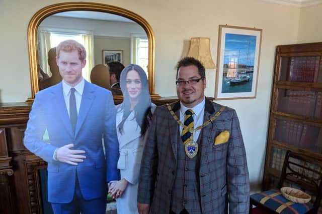 Littlehampton's mayor, Billy Blanchard-Cooper, posed with the royal couple