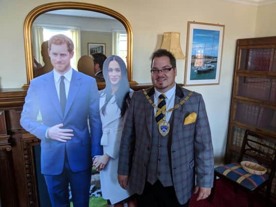 Littlehampton's mayor, Billy Blanchard-Cooper, posed with the royal couple
